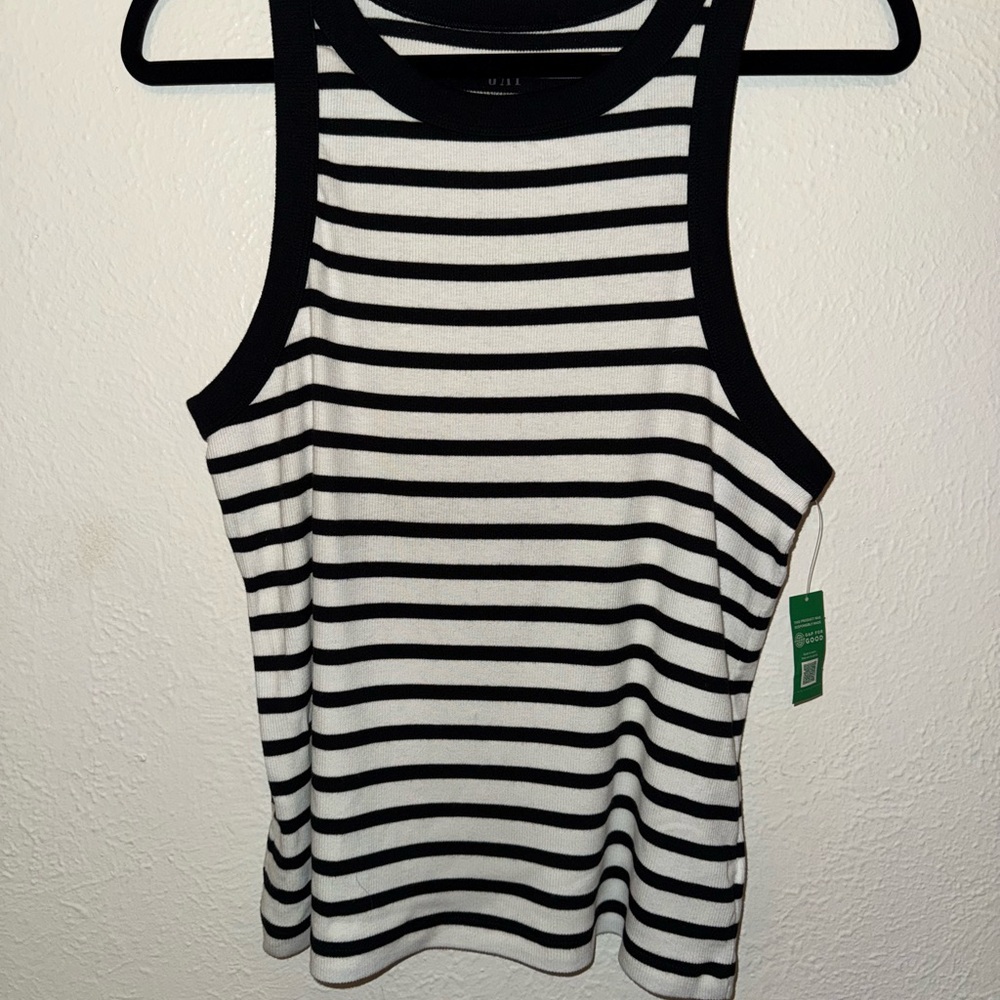 NWT Women's Black and White Striped Tank Top